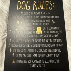 Hobby Lobby Brown and Gold Dog Rules Plaque